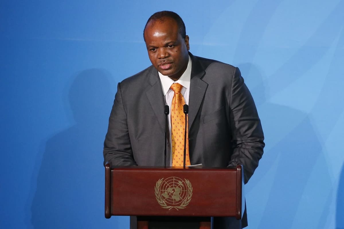 El rey Mswati III de Esuatini se dirige a la Cumbre de Acción Climática de la Asamblea General de las Naciones Unidas en la sede de la ONU, el 23 de septiembre de 2019. | Crédito: AP/Jason DeCrow, archivo