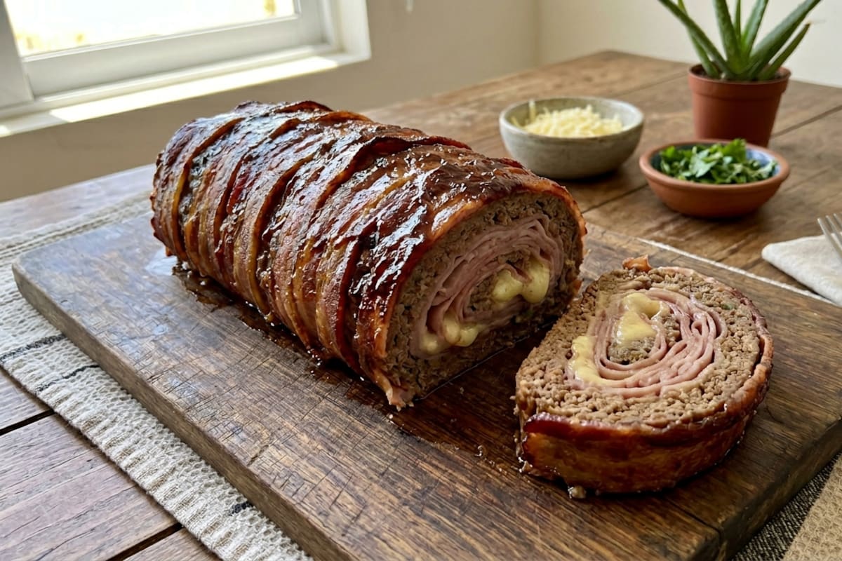 Rollo de carne relleno de jamón