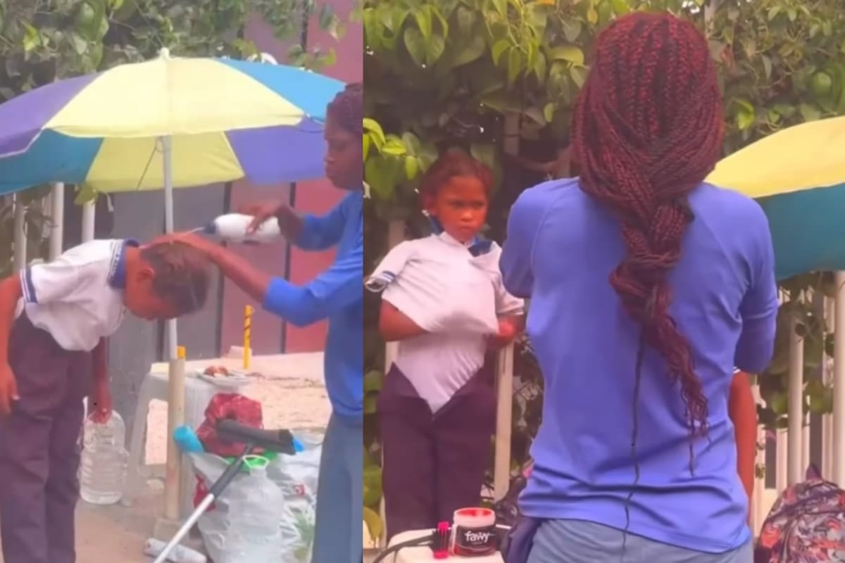 Mujer limpiavidrios conmueve en redes tras alistar a sus hijos para ir a la escuela en medio del tráfico