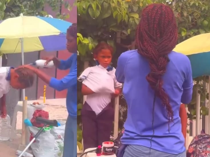 Mujer limpiavidrios conmueve en redes tras alistar a sus hijos para ir a la escuela en medio del tráfico