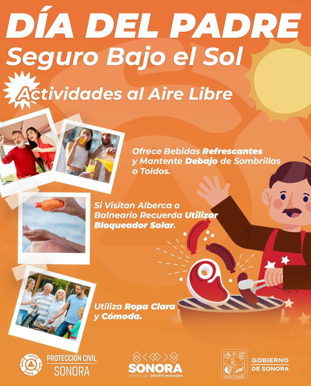 Protección Civil emite recomendaciones por actividades en Día del Padre en Sonora debido al calor extremo que se pronostica. | Protección Civil Sonora