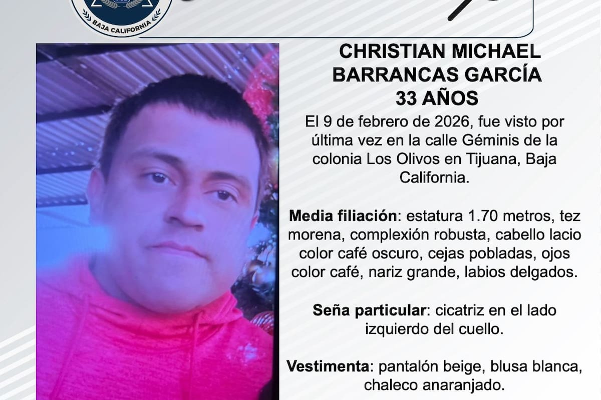 Se busca a Christian Michael Barrancas García de 33 años