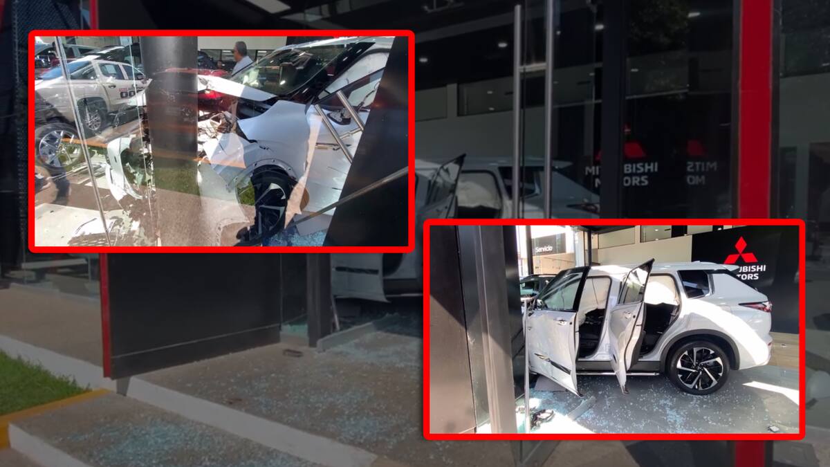 Mujer choca al interior de una agencia mientras le mostraban una camioneta; reportan varios empleados lesionados, otros vehículos dañados y más pérdidas materiales