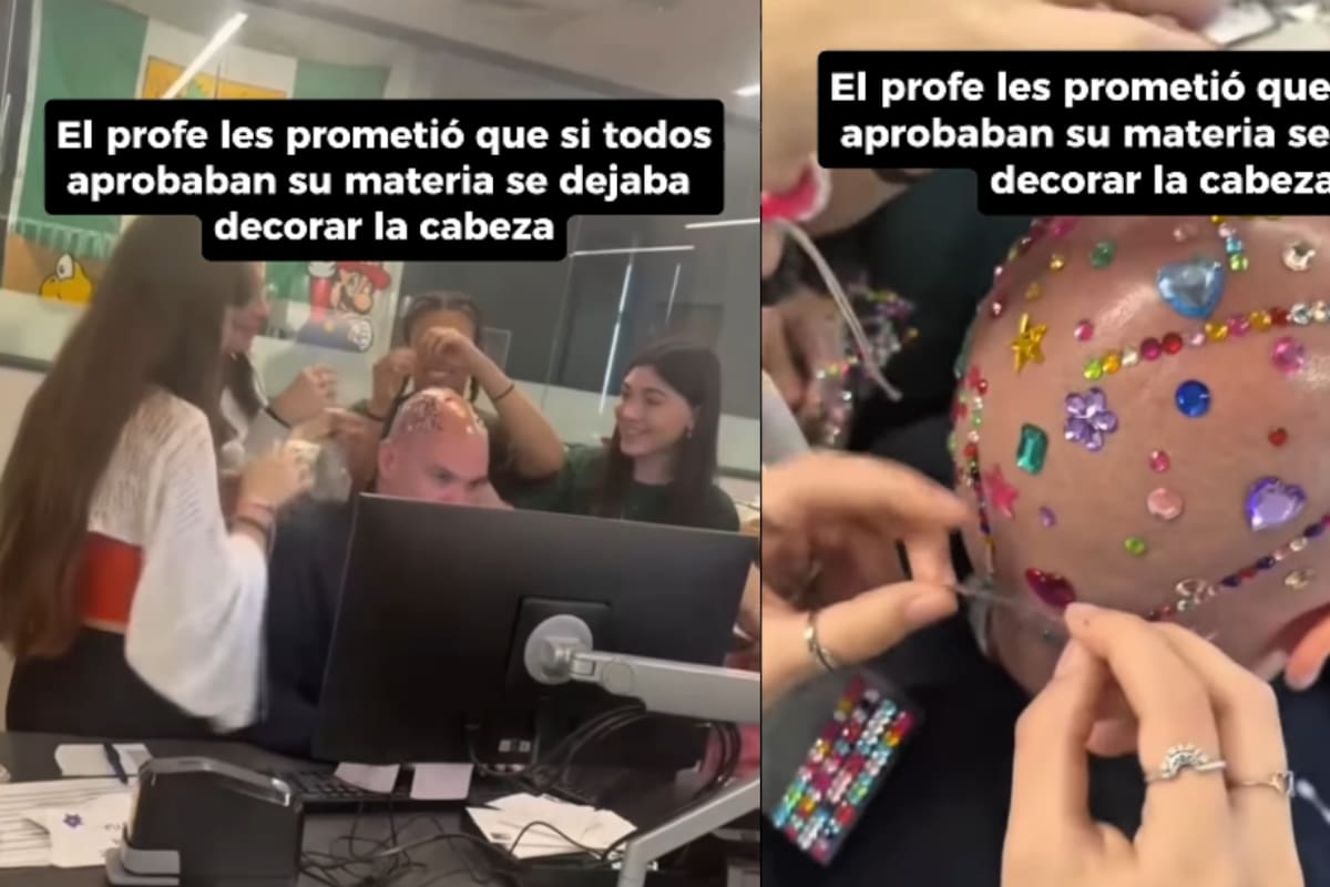 “Lo que uno hace para motivar a los mocosos”: maestro calvo promete dejarse decorar la cabeza si todos pasan