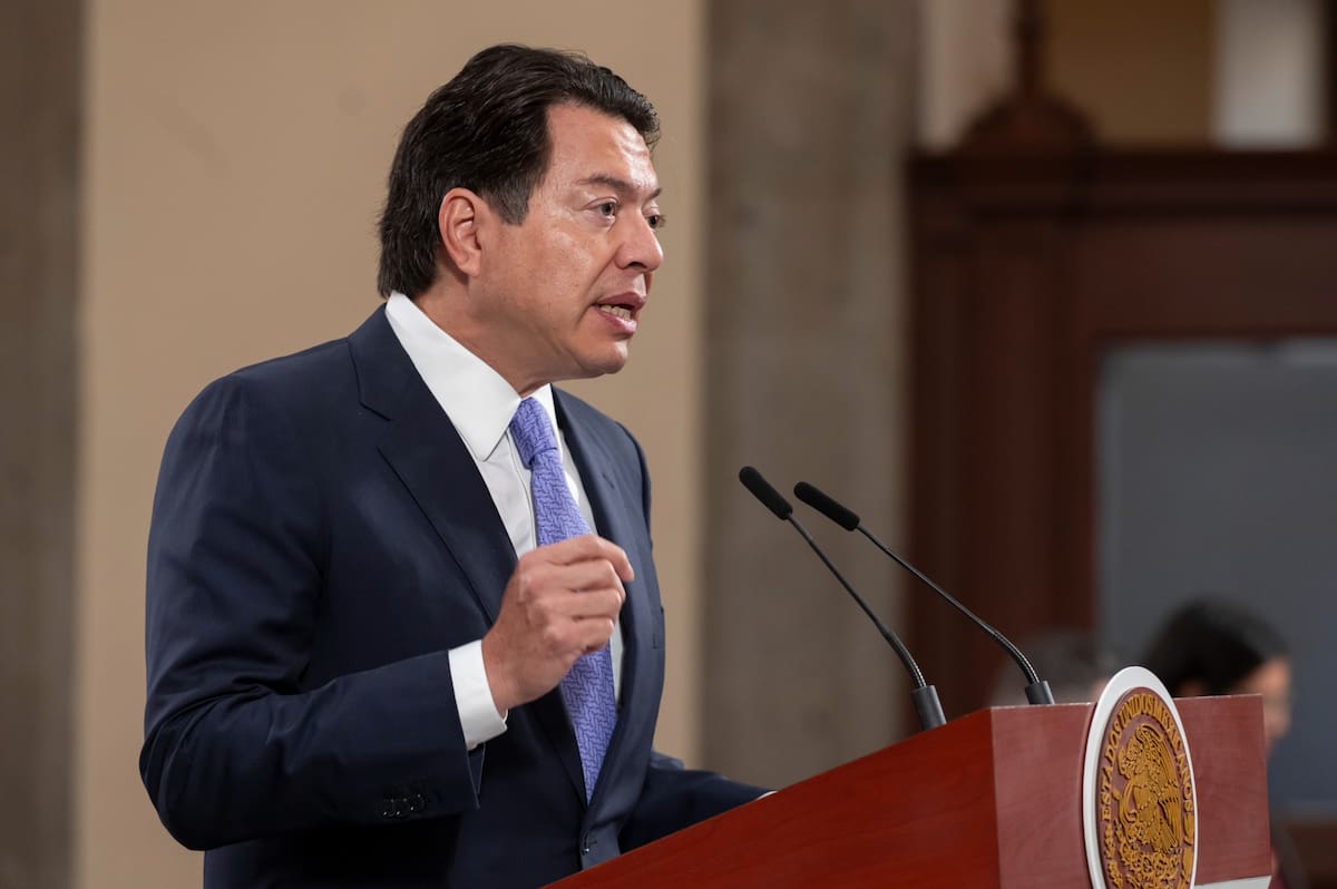 Mario Delgado, titular de la SEP, en la 'Conferencia del Pueblo' de la presidenta Claudia Sheinbaum. | Crédito: Presidencia