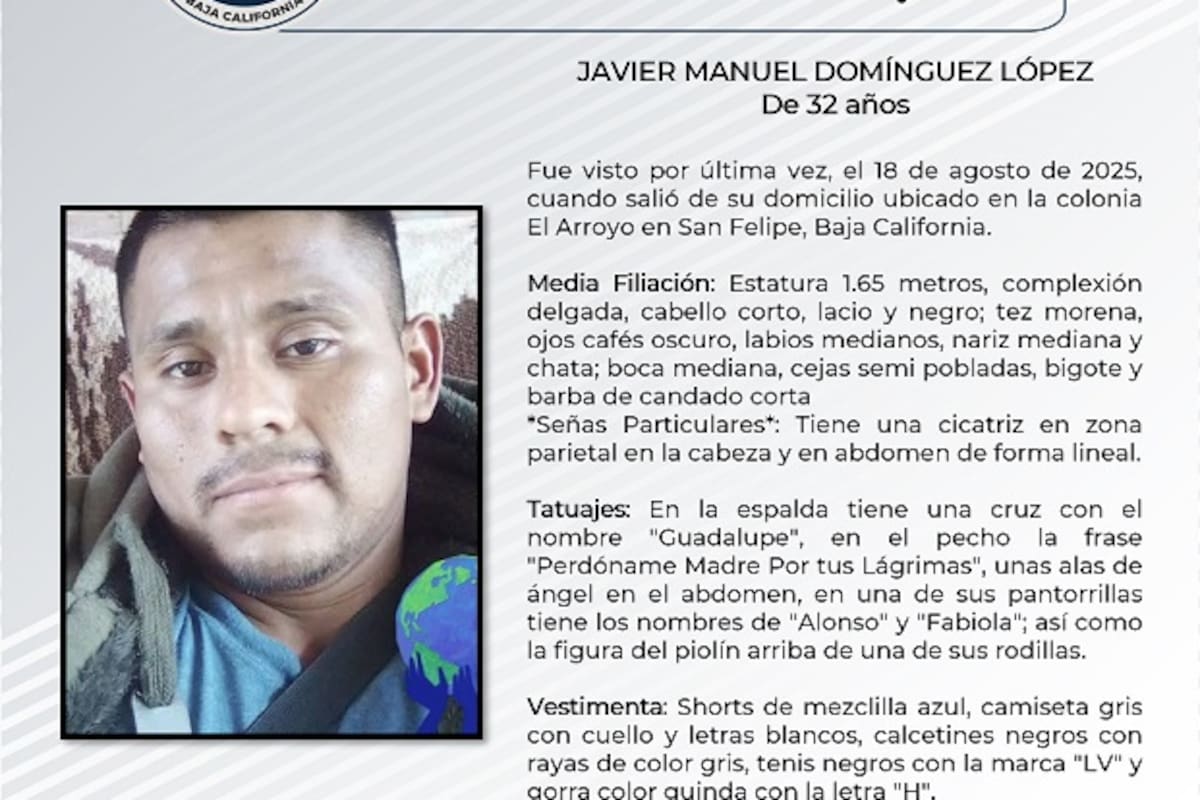 Familiares buscan a Javier Manuel Domínguez López