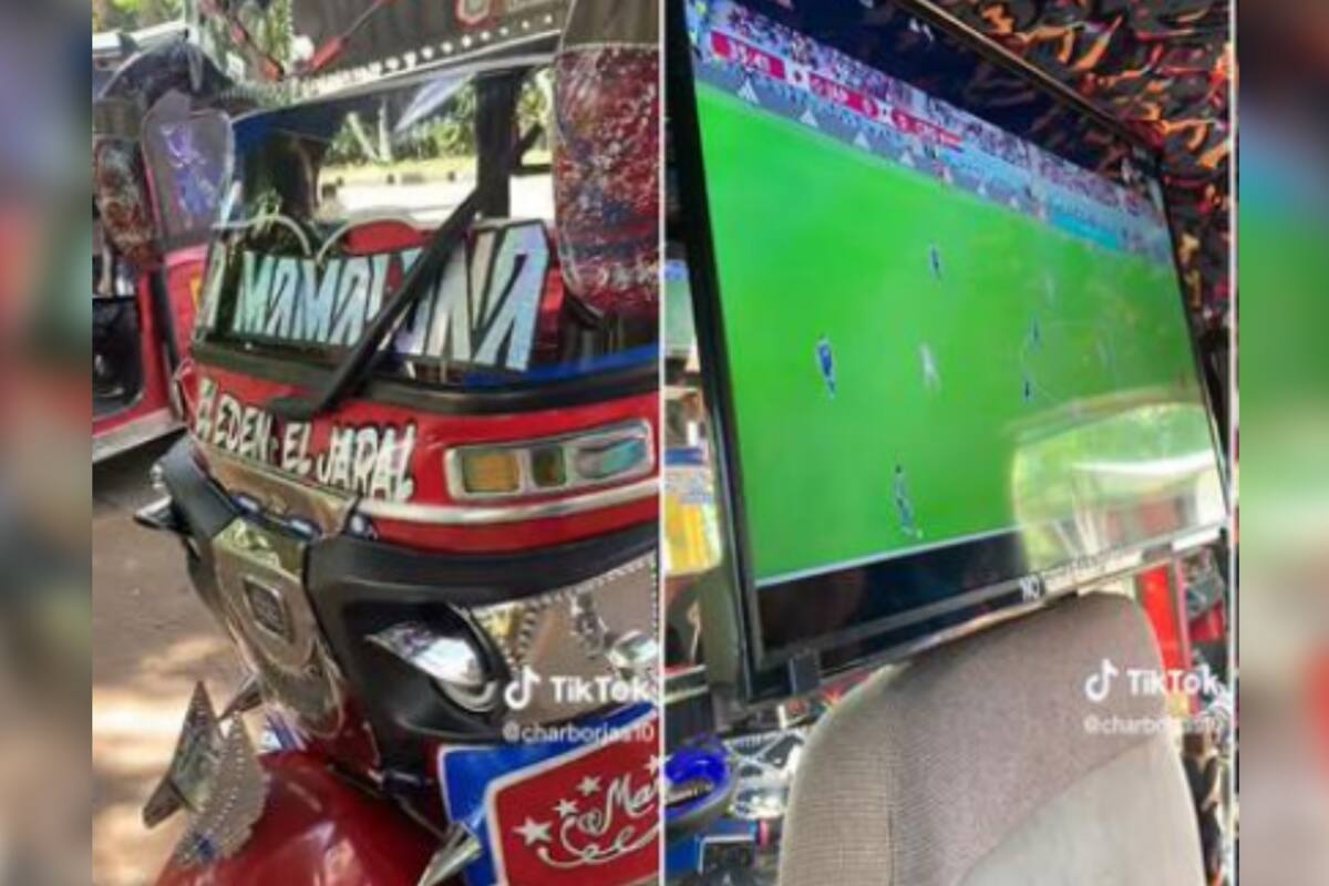 VIRAL: Adapta un televisor a su mototaxi para que sus clientes no se pierdan del Mundial Qatar 2022
