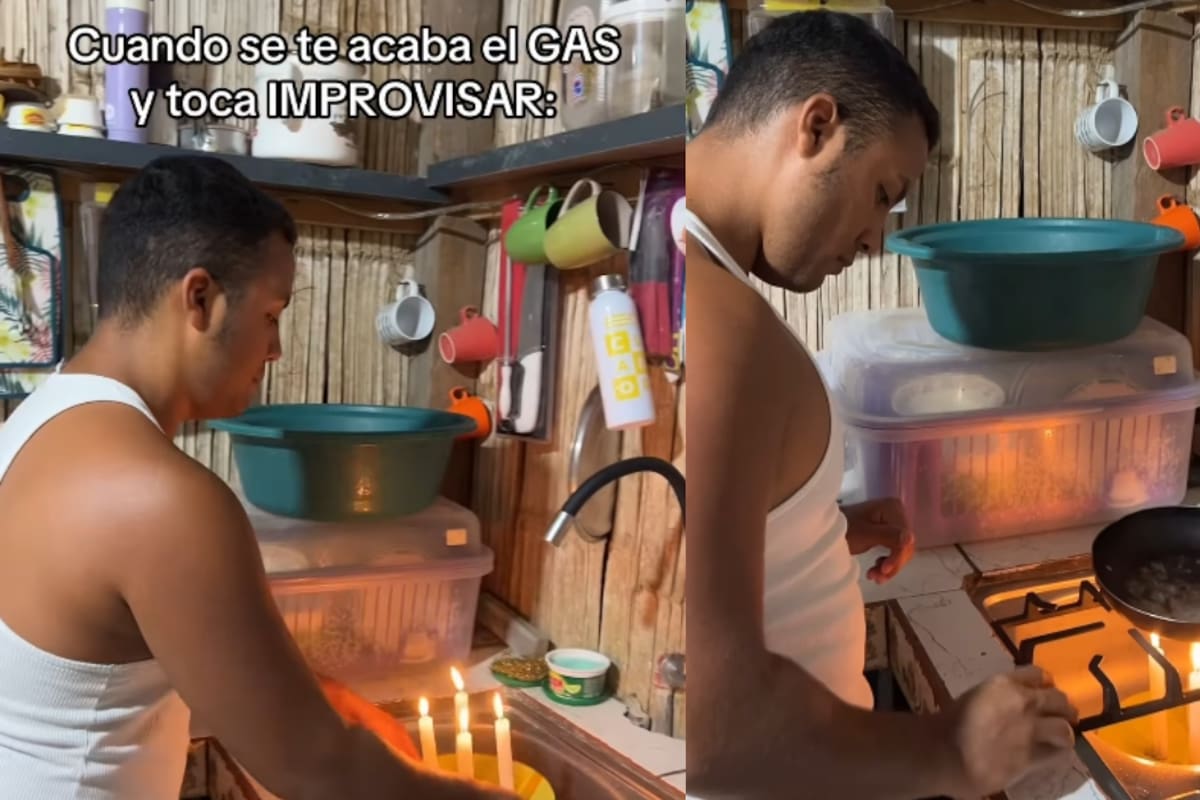 Se le acabó el gas y no perdió estilo: improvisa un fogón con velas y se vuelve viral