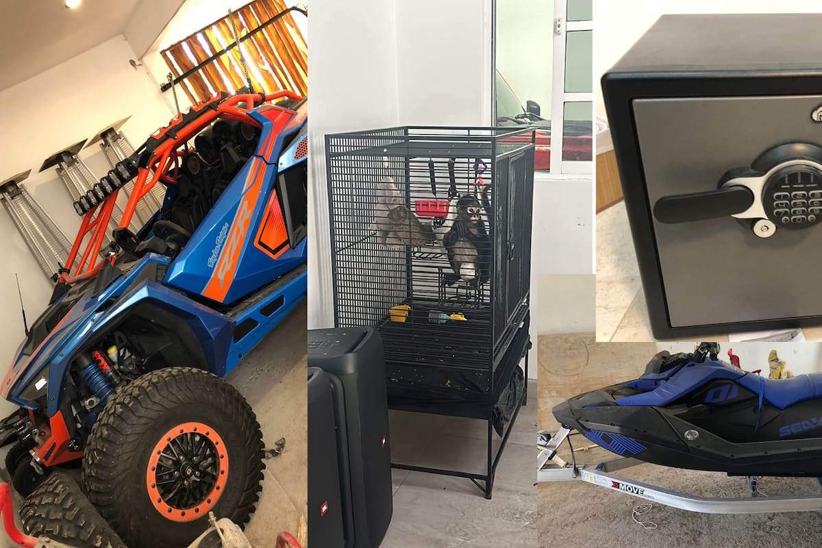 Aseguran material bélico, razers, caja fuerte y hasta mono araña en Nogales