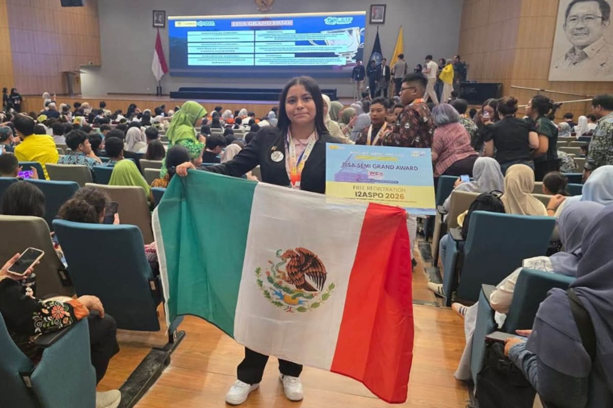 De Tamaulipas a Indonesia, Ángela Karime Hernández gana medalla de oro con un extintor acústico y obtiene un premio especial para participar en I2ASPO 2026