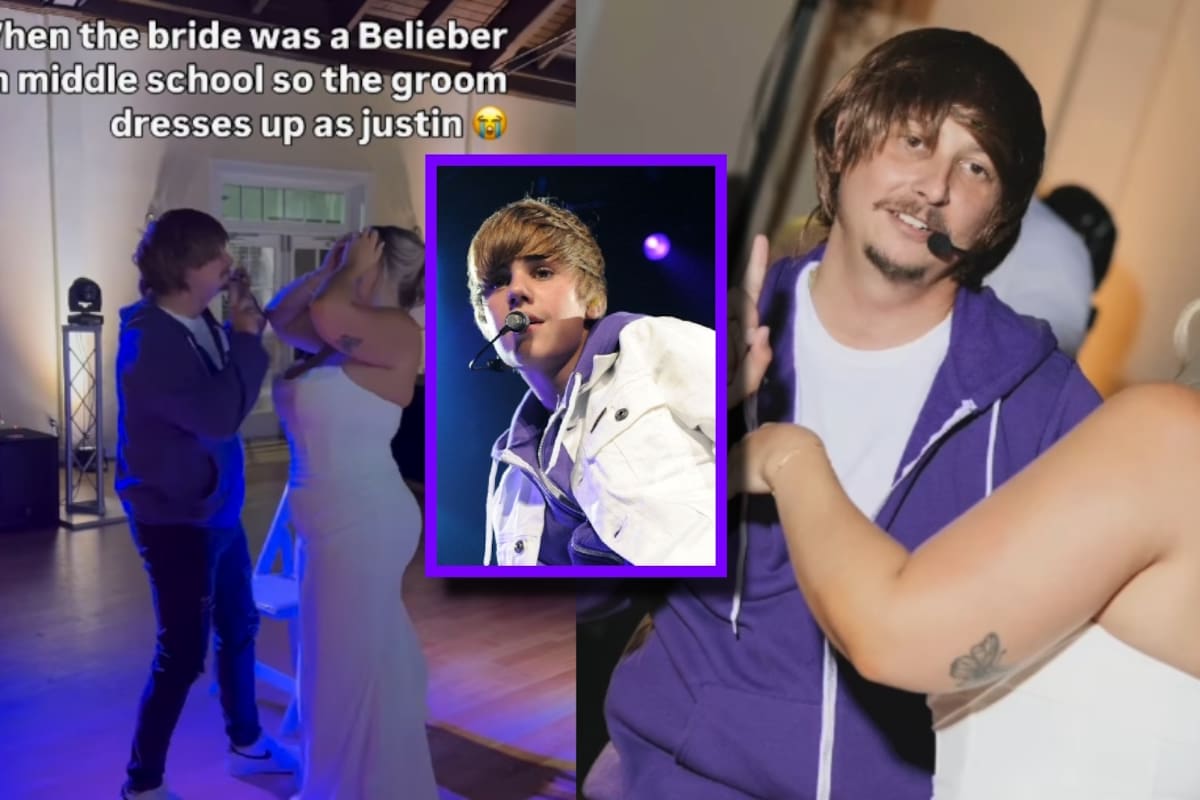 Hombre sorprende a su novia el día de su boda con un número musical: se disfrazó de Justin Bieber y le dio un concierto privado