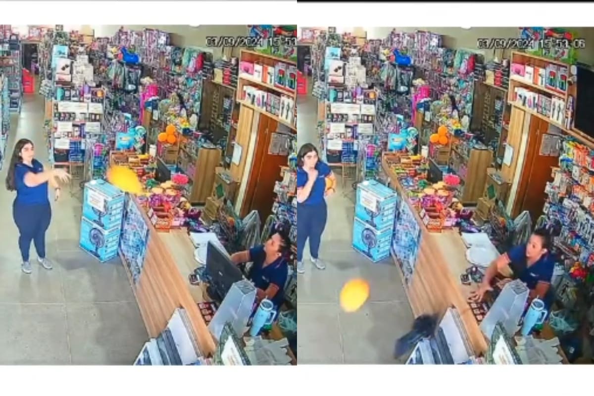 Empleadas se ponen a jugar con un globo, pero terminan tirando el monitor de su trabajo (VIDEO)