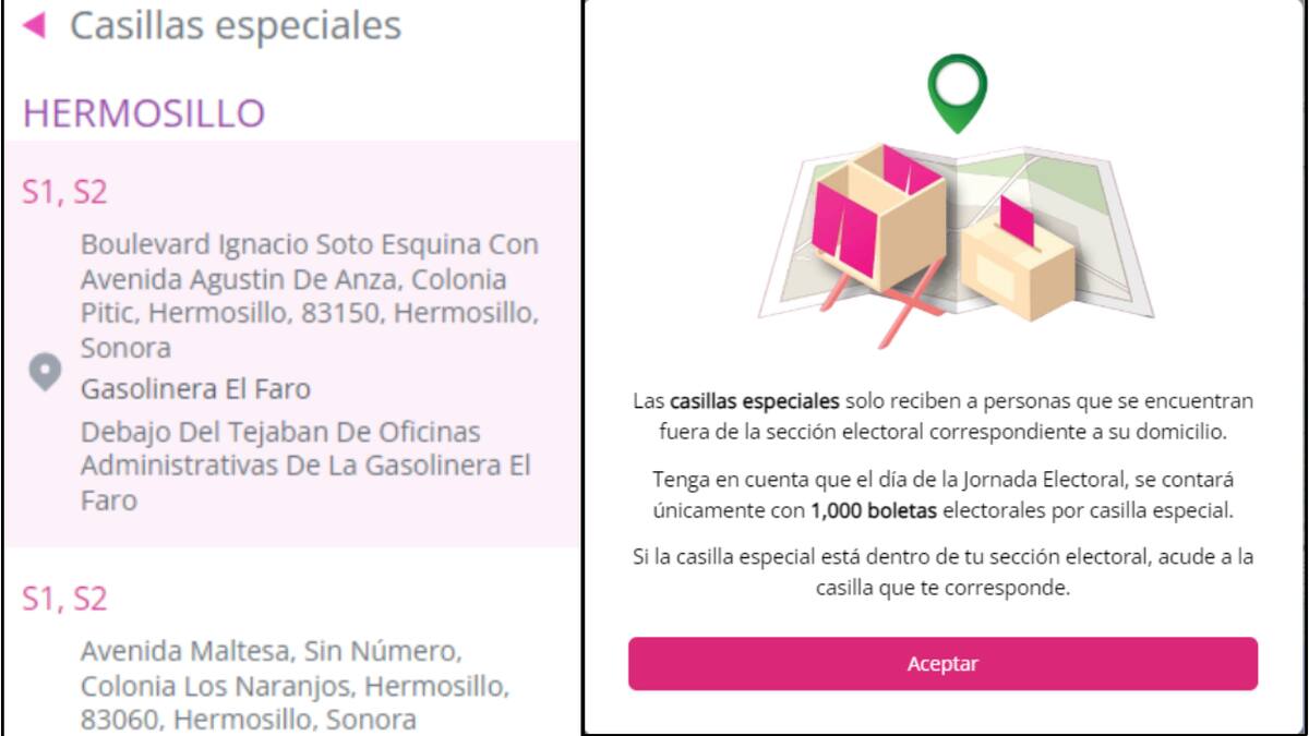 Pop ups en el sitio web de Ubica tu casilla: INE. Foto: Capturas de Pantalla