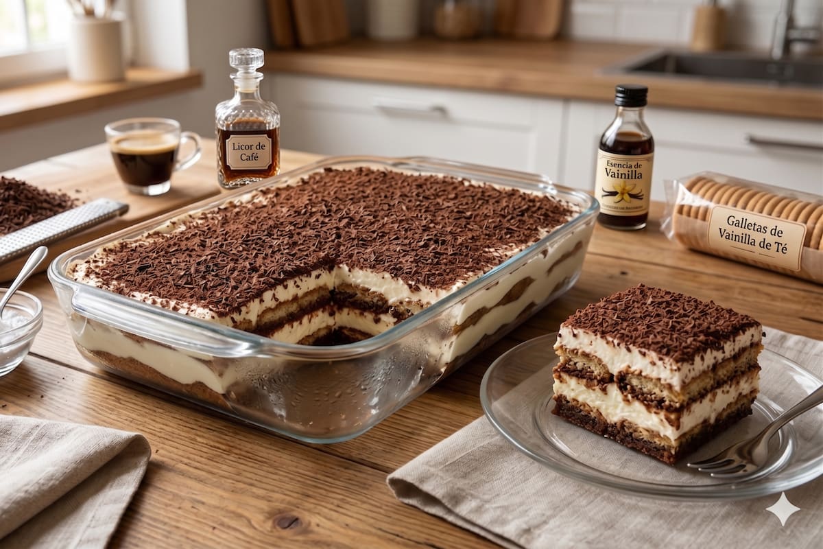 Tiramisú de café y chocolate amargo