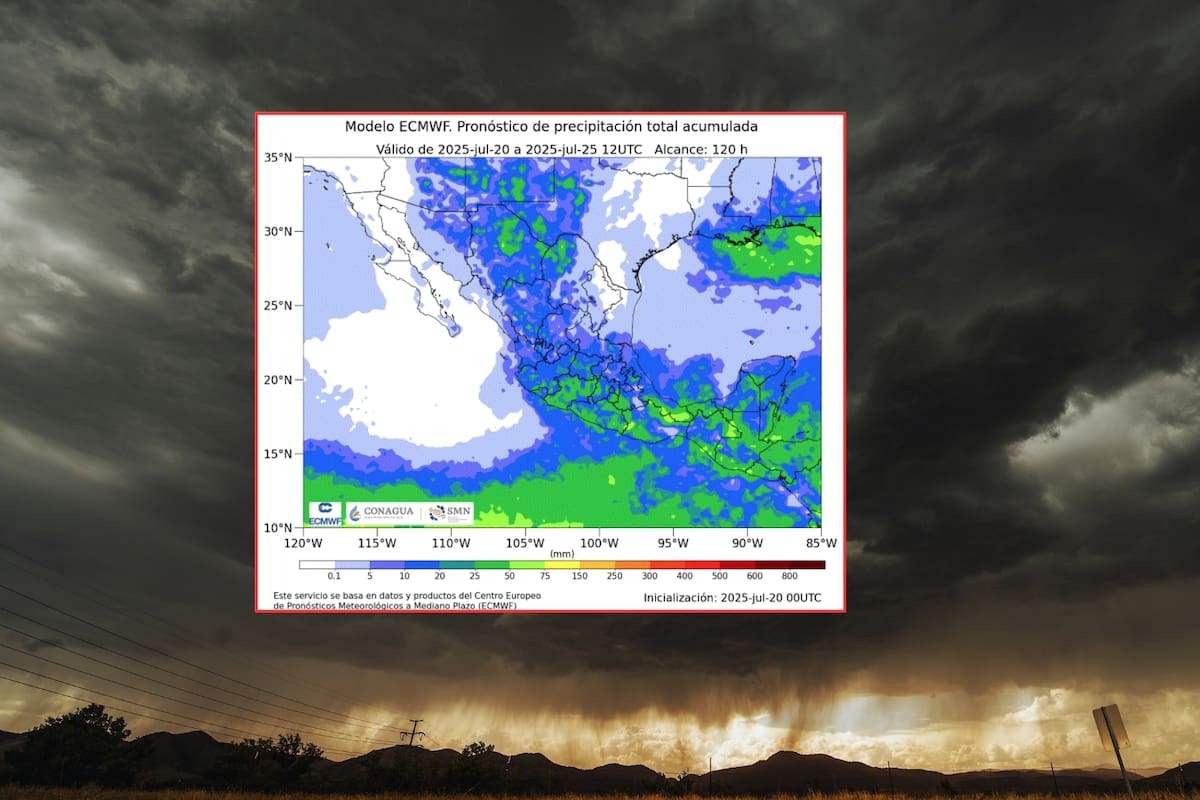 SMN advierte por fuertes lluvias en varios estados por la combinación del monzón mexicano y una circulación ciclónica este lunes