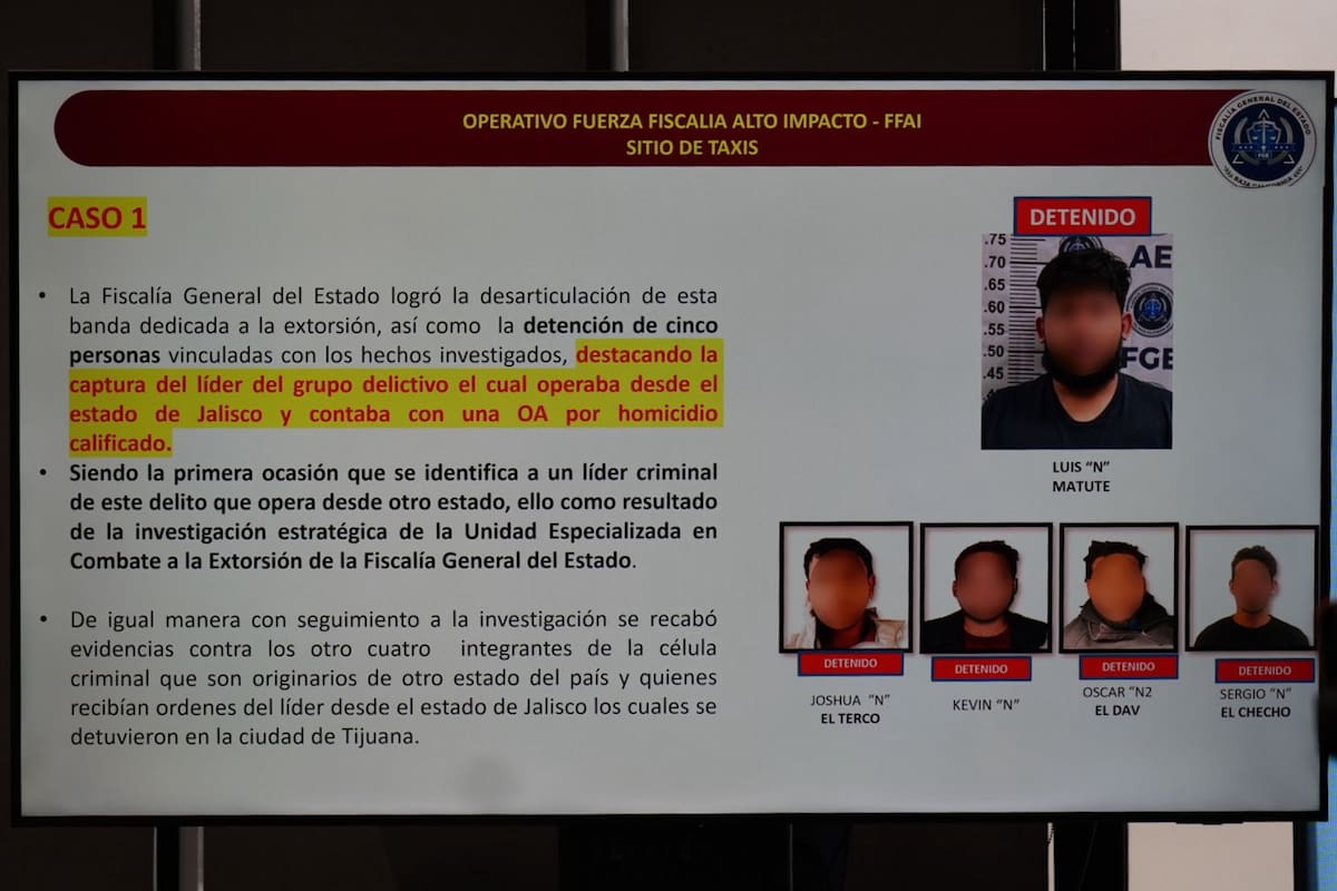 Desarticulan banda de extorsionadores de taxistas en Tijuana que operaba desde Jalisco