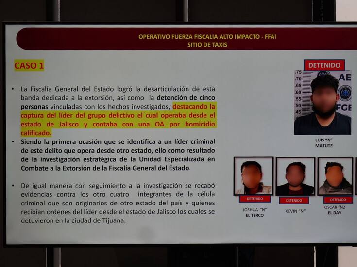 Desarticulan banda de extorsionadores de taxistas en Tijuana que operaba desde Jalisco