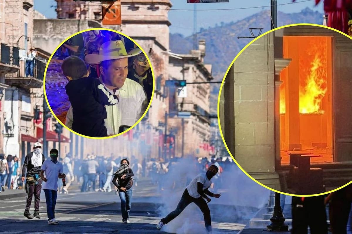 Manifestantes incendian Palacio Municipal de Apatzingán tras asesinato del alcalde de Uruapan, Carlos Manzo