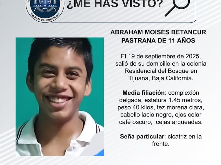 Se busca a Abraham Moisés Betancur Pastrana de 11 años