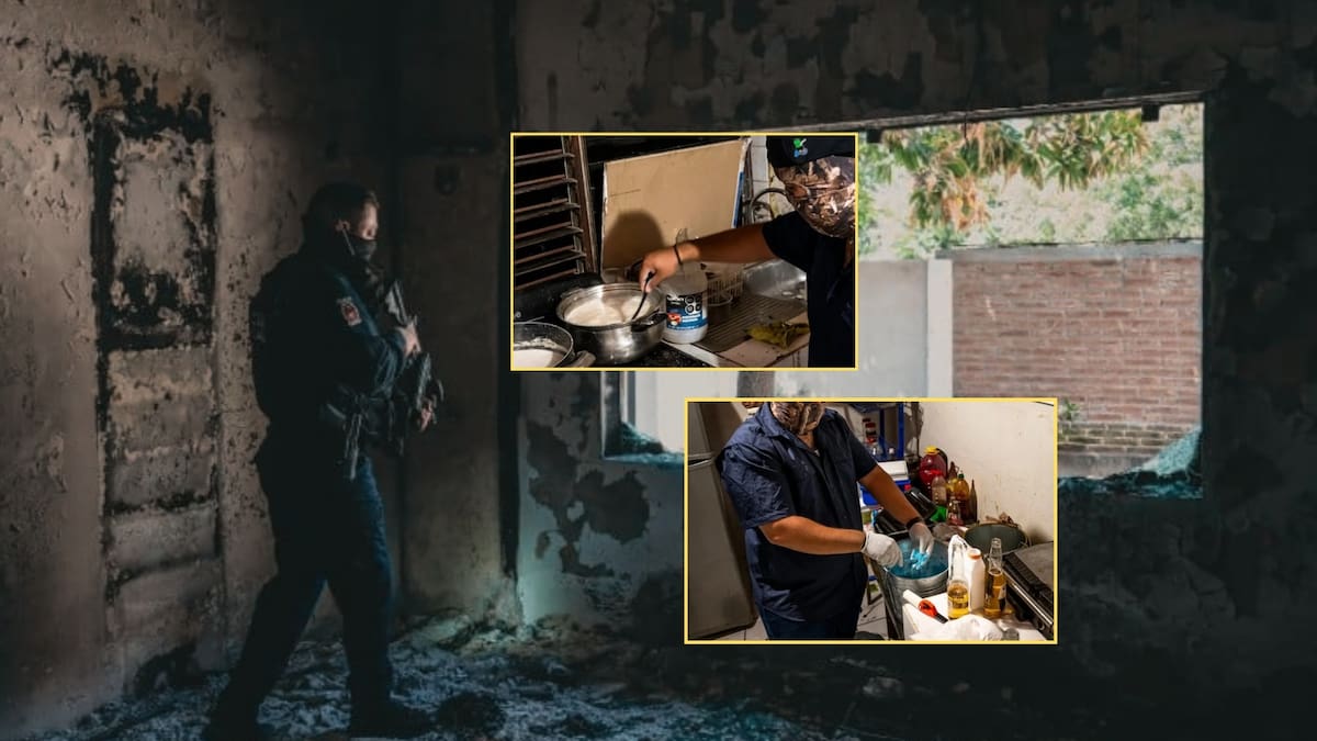 Un vistazo dentro de un laboratorio de fentanilo del Cártel de Sinaloa. Foto: Especial (Imágenes recopiladas del artículo original de The New York Times, a su vez retomadas por otros medios y redes sociales)