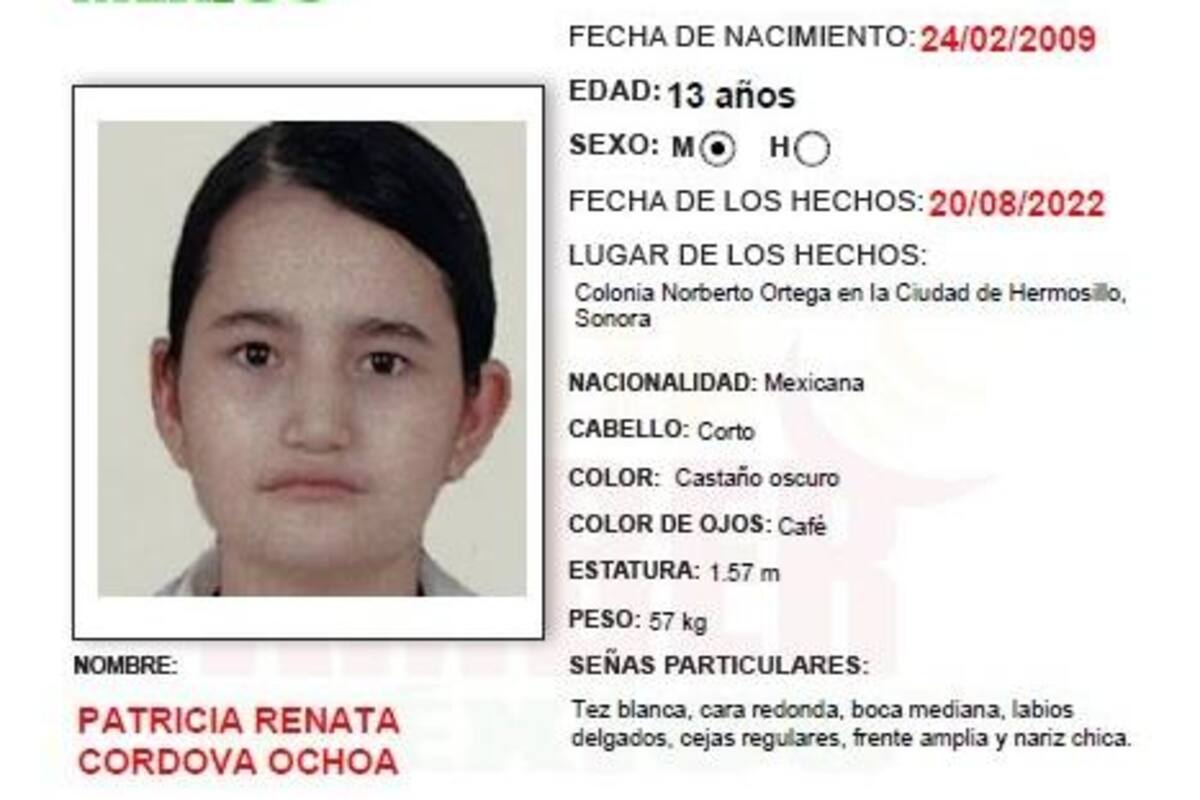 Activan Alerta Amber nacional para localizar a jovencita de Hermosillo