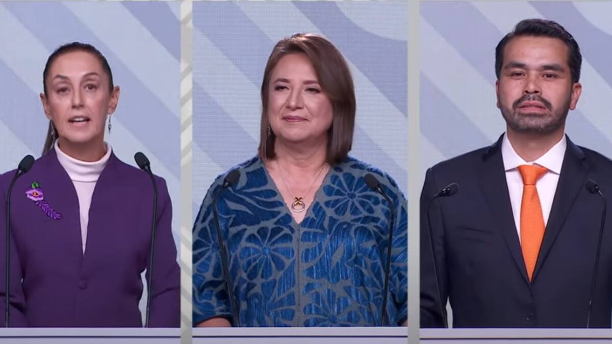 Xóchitl Gálvez, Claudia Sheinbaum y Jorge Álvarez Máynez durante el Tercer Debate Presidencial. | Especial