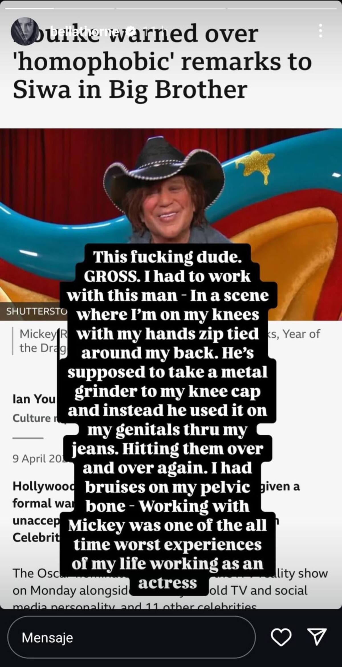 Bella Thorne expuso su experiencia / Instagram @bellathorne