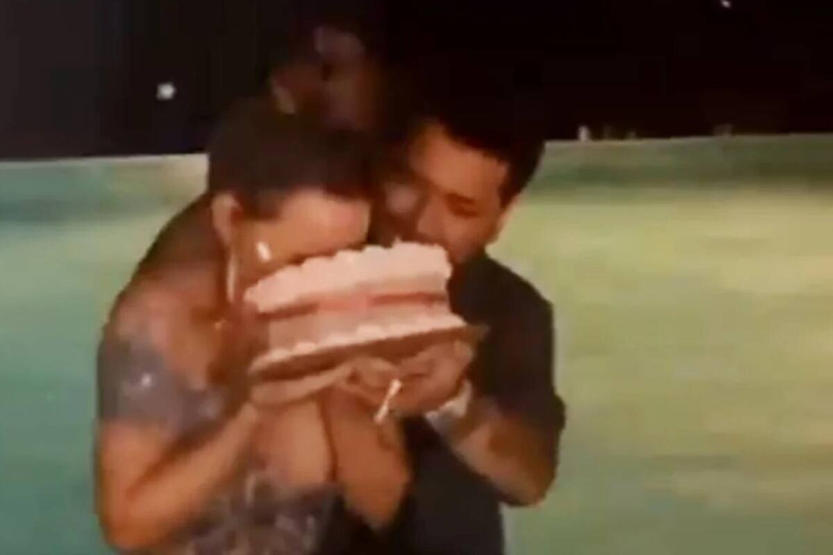 Christian Nodal da pastelazo a Belinda por su cumpleaños