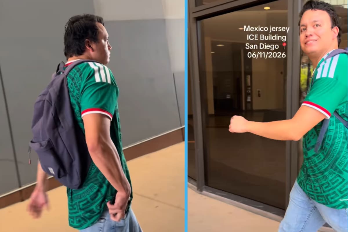 Viralizan a presunto empleado ligado a ICE usando jersey de México y provoca ola de críticas
