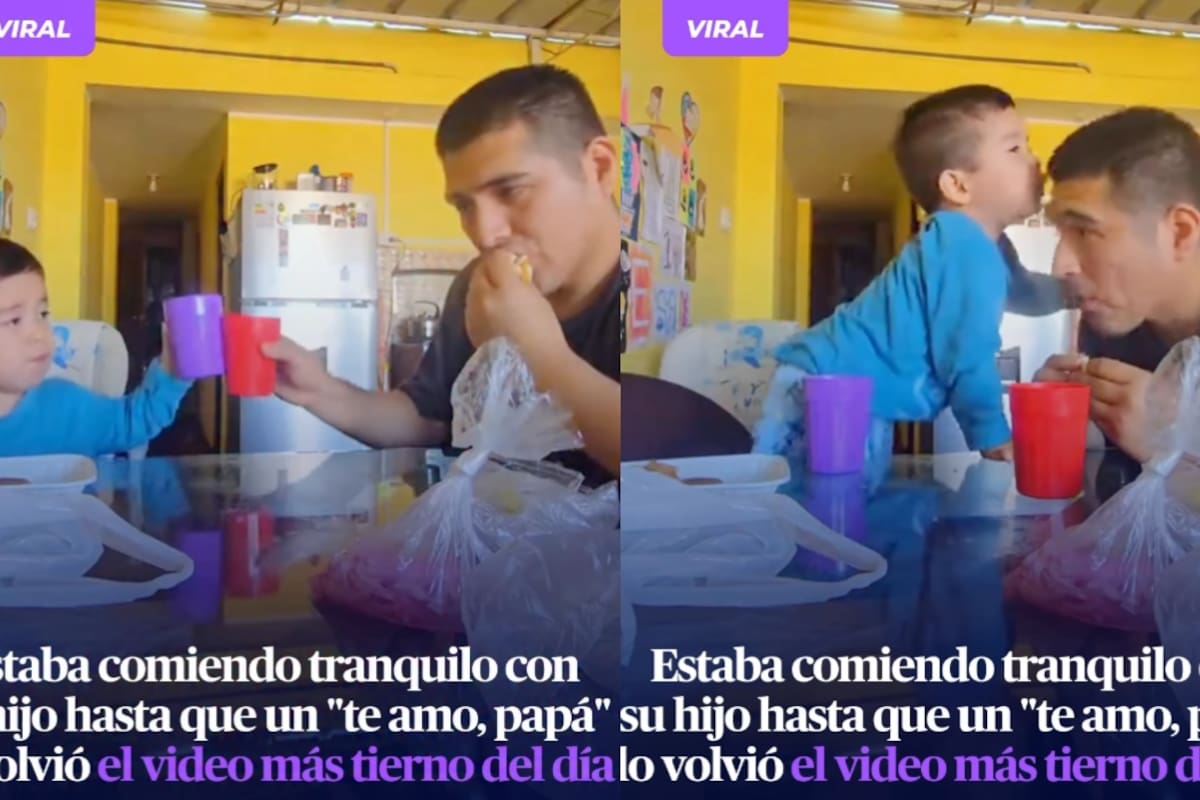 “Te amo, papá”: Bebé conmueve a su padre y también a las redes sociales mientras desayunaban juntos
