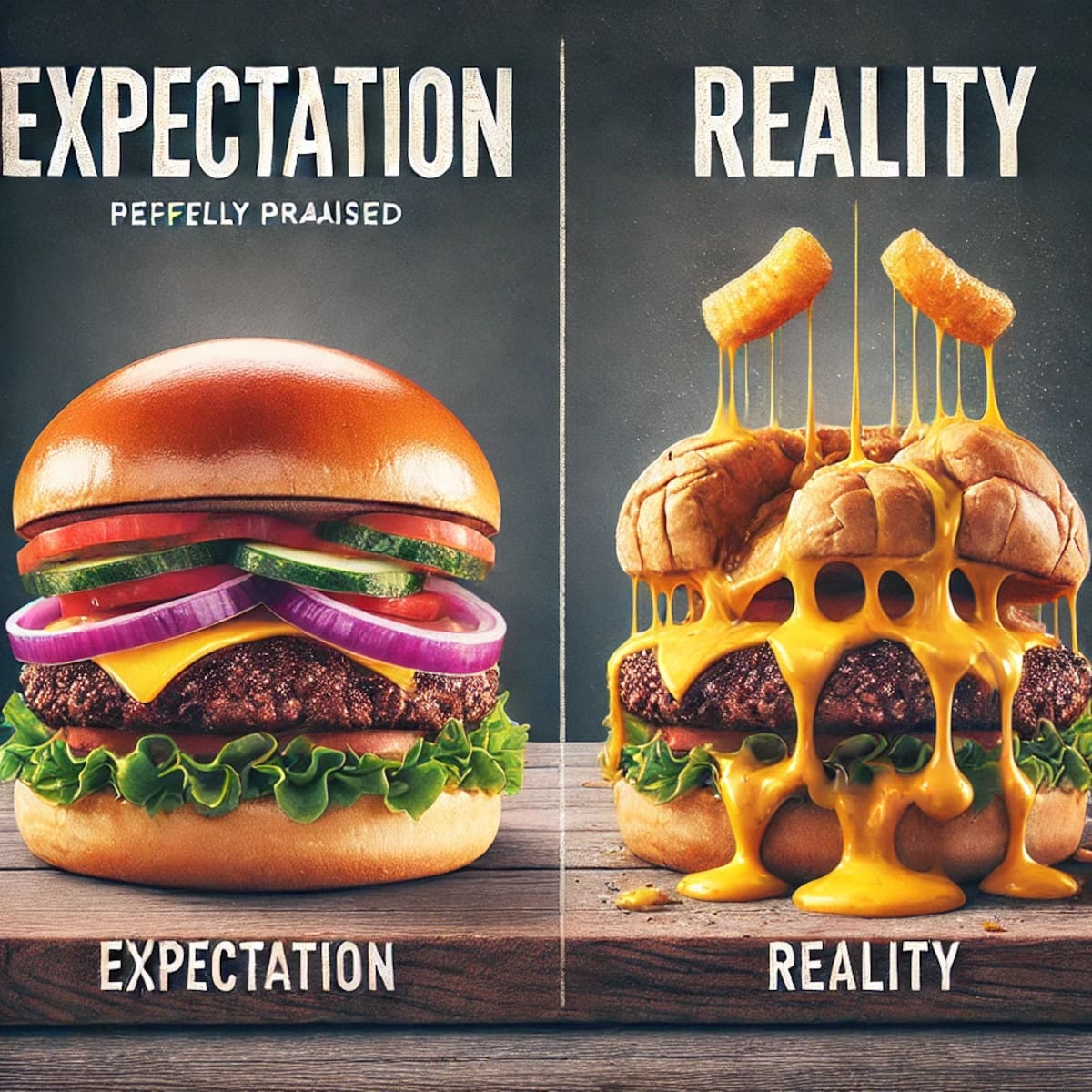 Expetativa contra realidad, imagen ILUSTRATIVA generada con IA (Chatgpt).