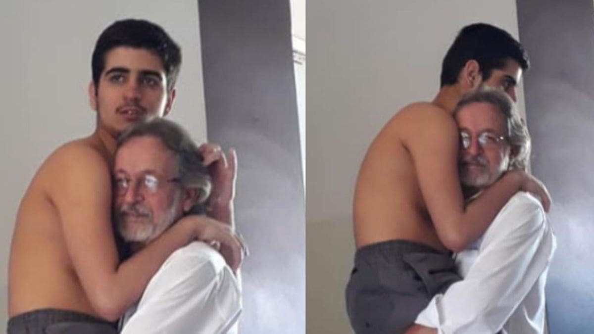 Abuelo carga en brazos a su nieto autista de 17 años y conmueve por su muestra de amor