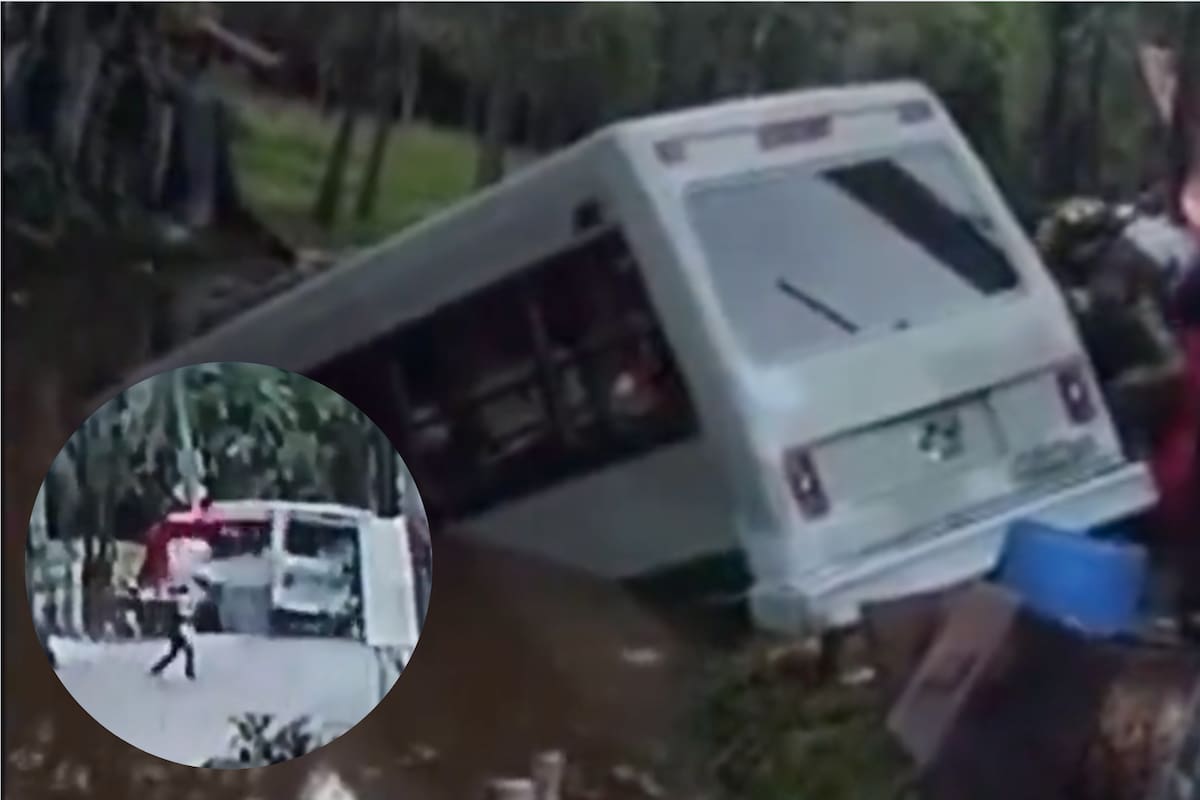 VIDEO: Microbús con pasajeros cae a canal en Xochimilco tras arrasar con puesto de comida