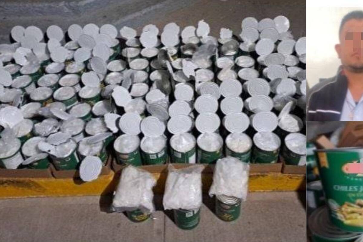 Detienen cargamento de metanfetaminas escondido en latas de chiles jalapeños