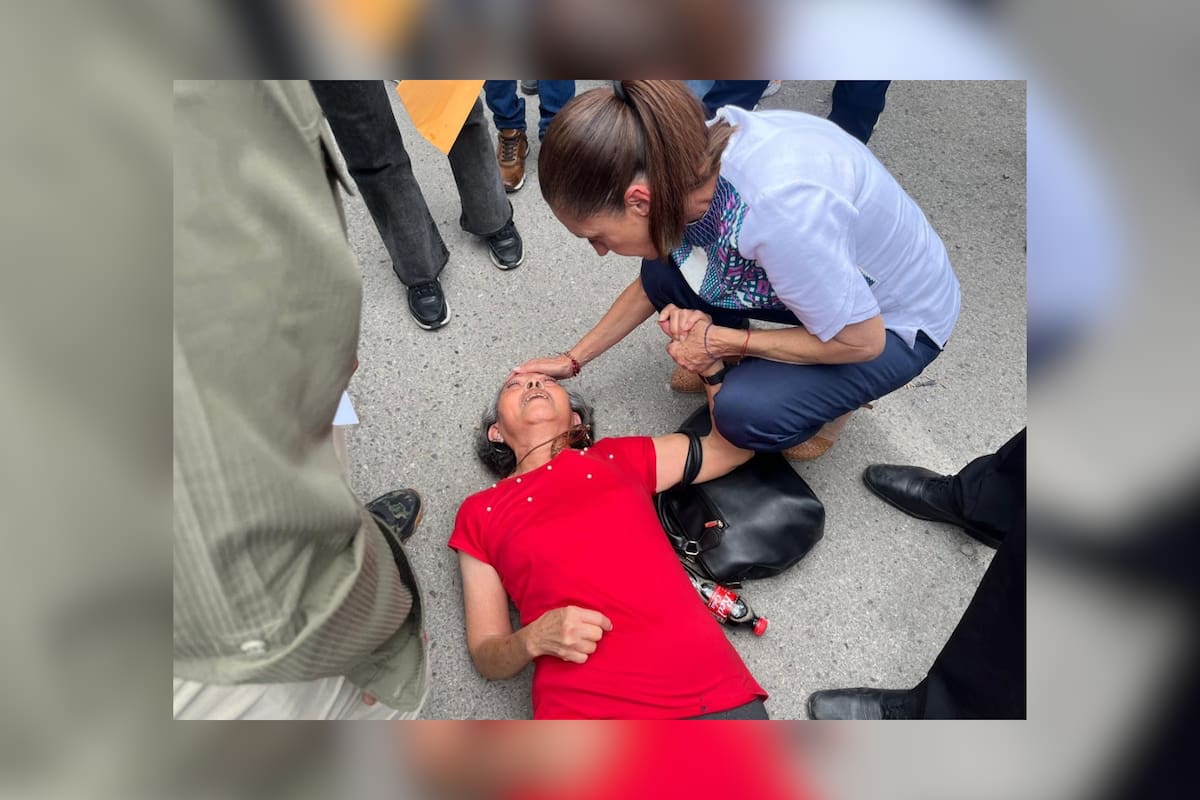 Sheinbaum interrumpe su salida de un evento en San Luis Potosí para auxiliar a una adulta mayor que se desvaneció
