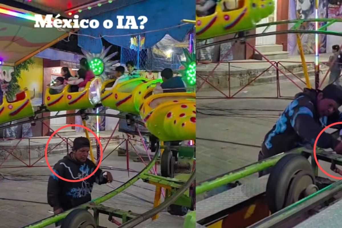 “Le está dando mantenimiento en tiempo real.”: encargado de juego mecánico se vuelve tendencia por repararlo mientras personas lo utilizan