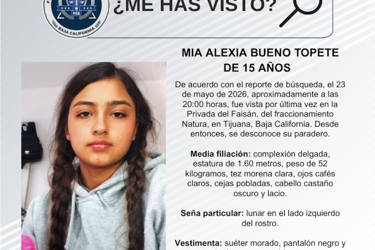 Se busca a Mía Alexia Bueno Topete de 15 años