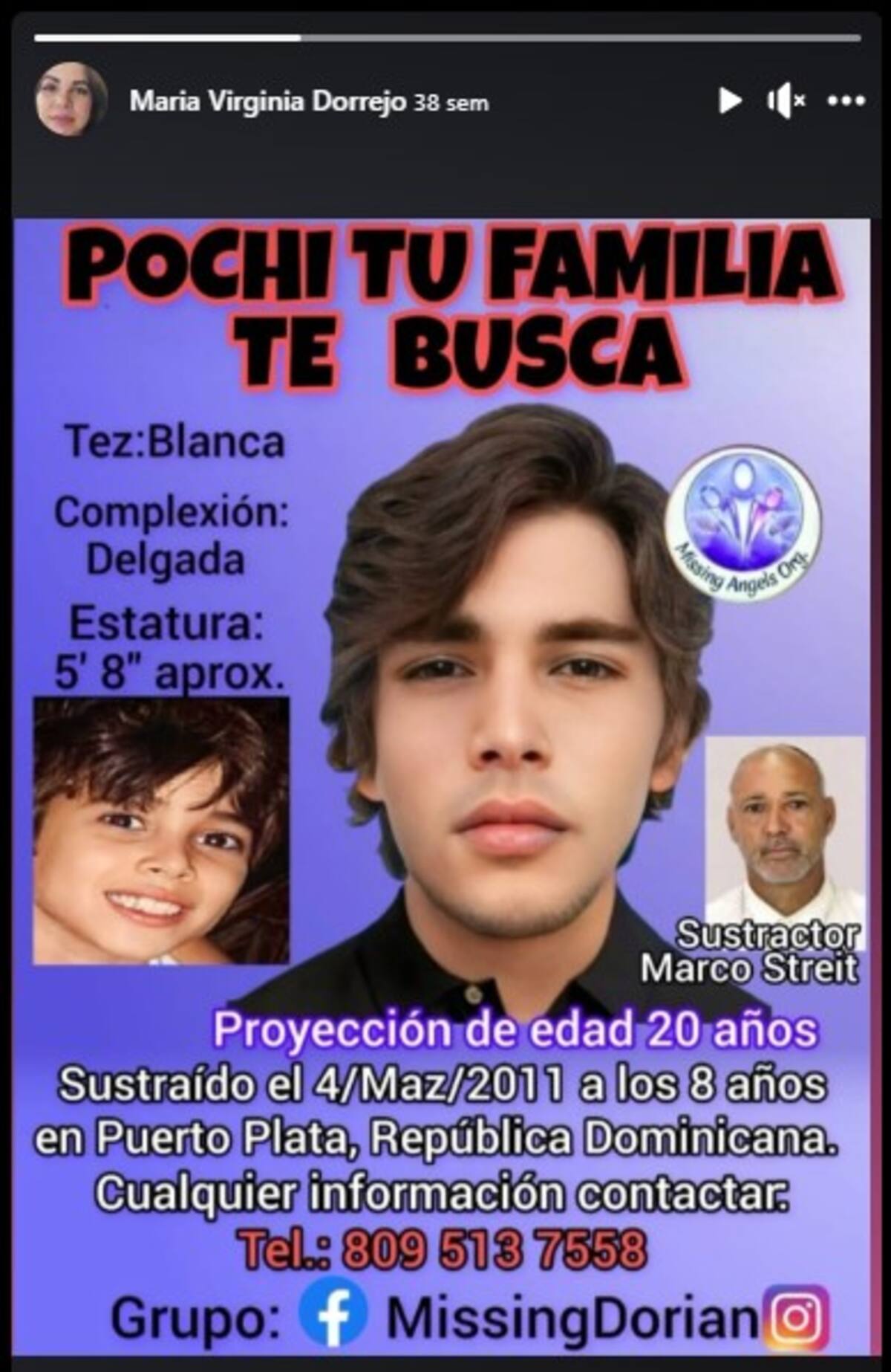 María Viriginia Dorrejo buscó a su hijo Dorian Sreit, a quien su apoda "Pochi" por 13 años; creó la página "Missing Dorian" en Internet. | Facebook