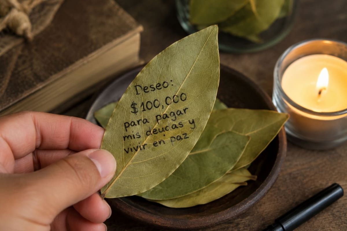 Para qué sirve escribir un deseo o una cantidad de dinero en una hoja de laurel y cuál es el origen de la tradición asociada con la abundancia