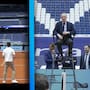 VIDEO: Rafael Nadal y Jannik Sinner jugaron tenis en el Santiago Bernabéu junto a futbolistas del Real Madrid mientras Florentino Pérez estaba de juez de silla