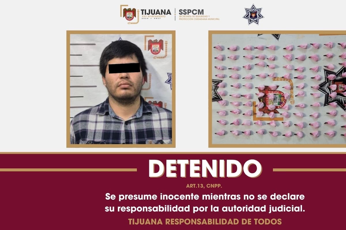 Detienen en Zona Centro a hombre con 100 dosis de cristal