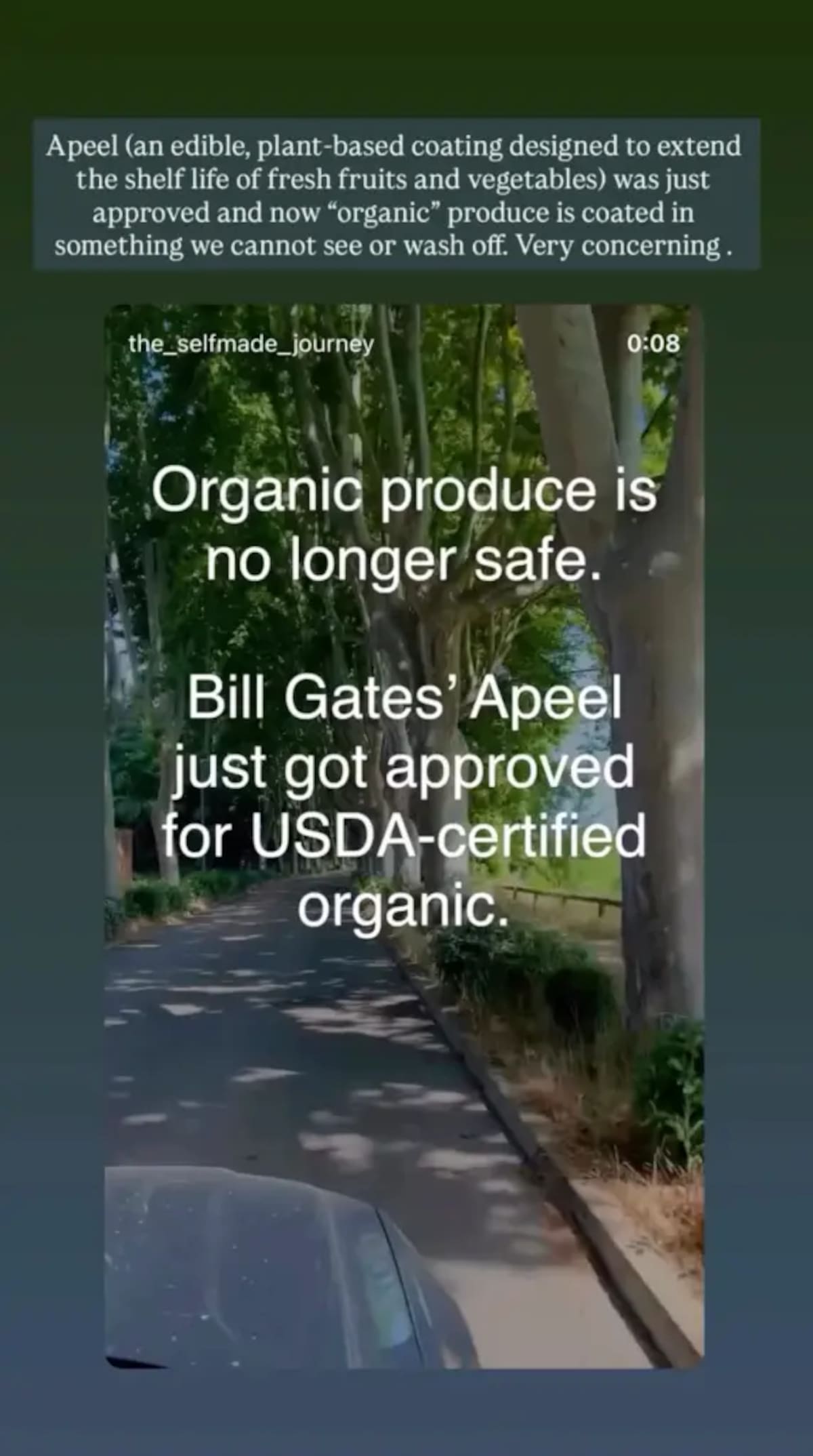 Michelle Pfeiffer expresó su preocupación en redes sociales por el uso de Apeel, un recubrimiento vegetal aprobado por la FDA y vinculado a Bill Gates. | Captura de pantalla: @
michellepfeifferofficial