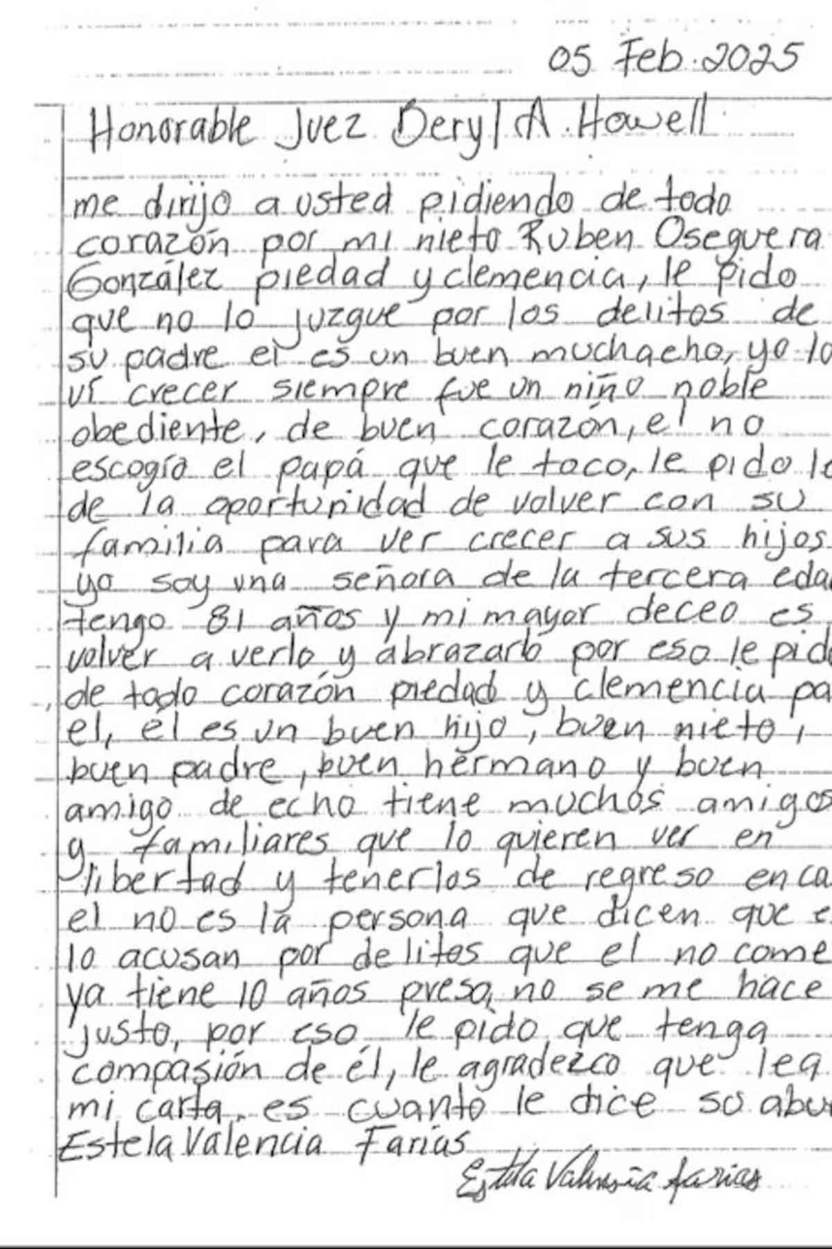Carta Estela. Foto: Redes Sociales