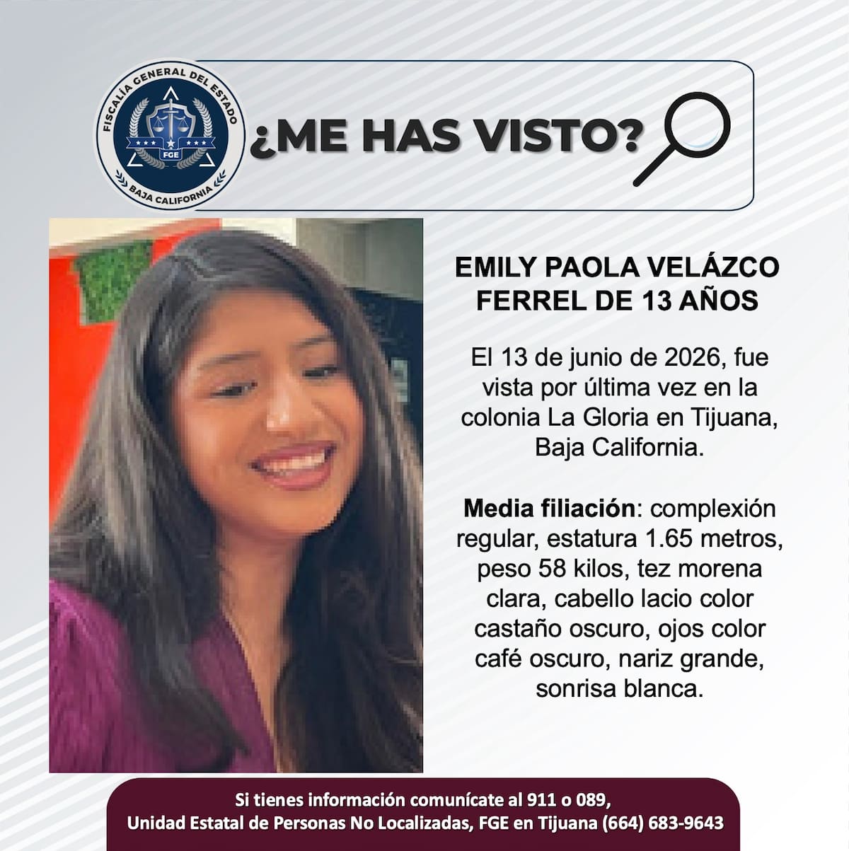 Fue vista por última vez el 13 de junio de 2026.