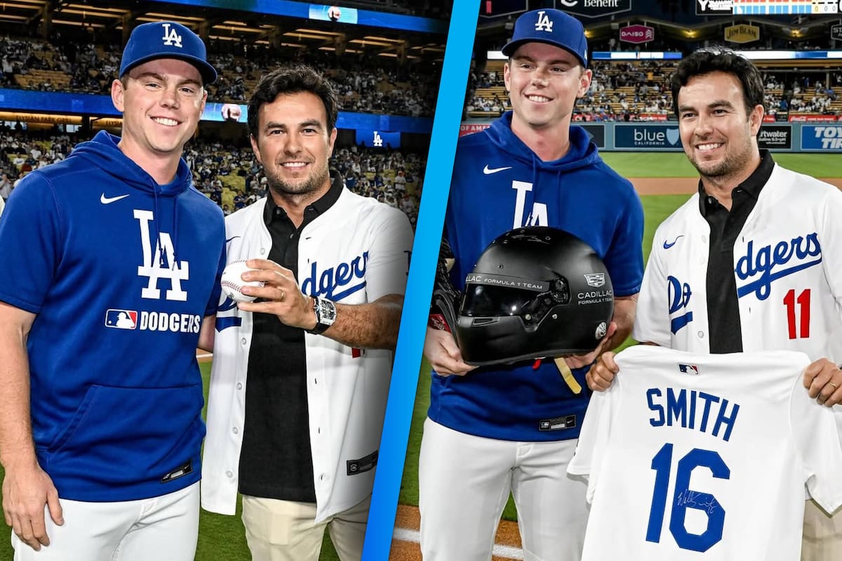 ‘Checo’ Pérez es ovacionado en Dodger Stadium tras lanzar la primera bola