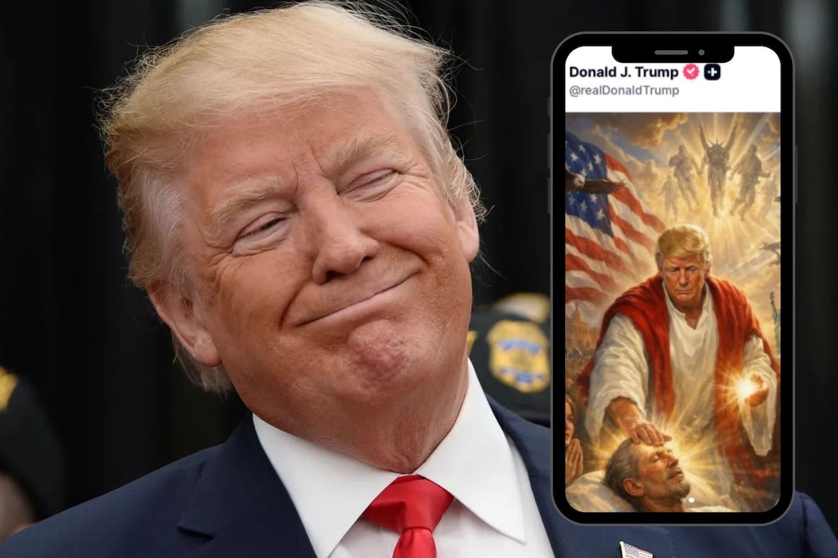 Polémica por imagen de Trump con apariencia religiosa: la borra tras críticas y niega intención, mientras crece choque con el Papa