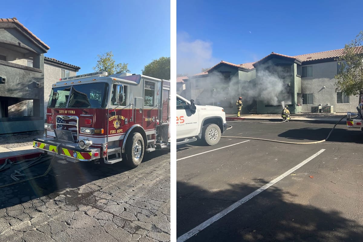 Investigan incendio sospechoso en departamentos de Yuma
