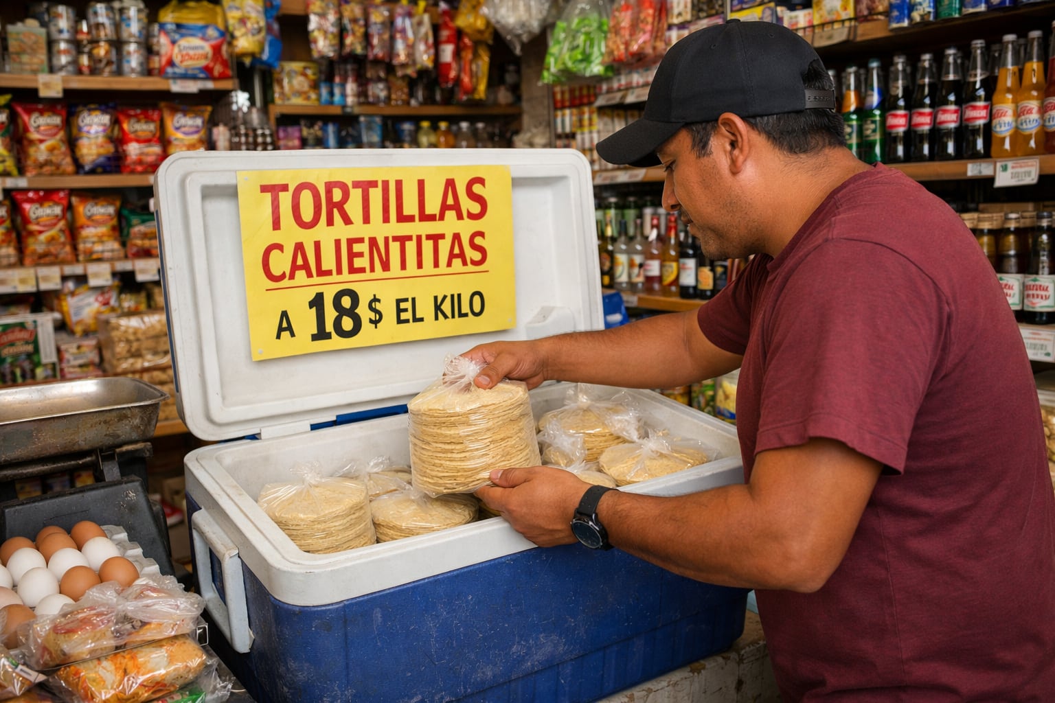 El costo más elevado de las tortillas de maíz por kilo, podría alcanzar hasta los 32 pesos, con un aumento entre 2 y 4 pesos, según la región. | Foto: Imagen Generada con IA