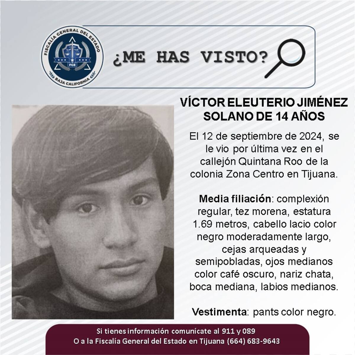 Víctor Eleuterio Jiménez Solano fue visto por última vez el 12 de septiembre del 2024.