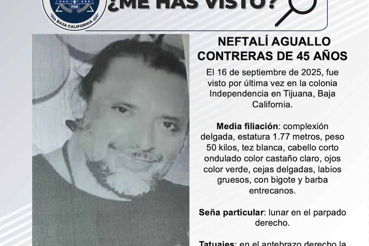 Se busca a Neftalí Aguallo Contreras de 45 años